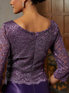 Purple Lace A-Line Midi Dress
