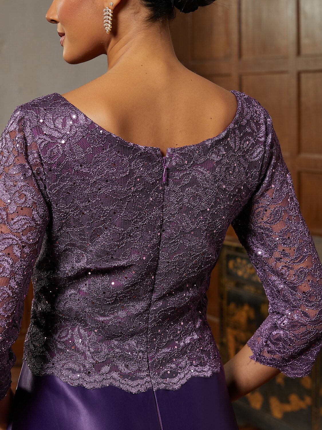 Purple Lace A-Line Midi Dress