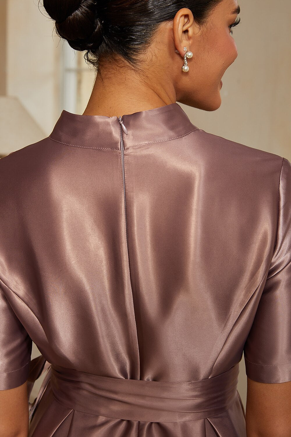 Dusk Satin Belted Midi Dress