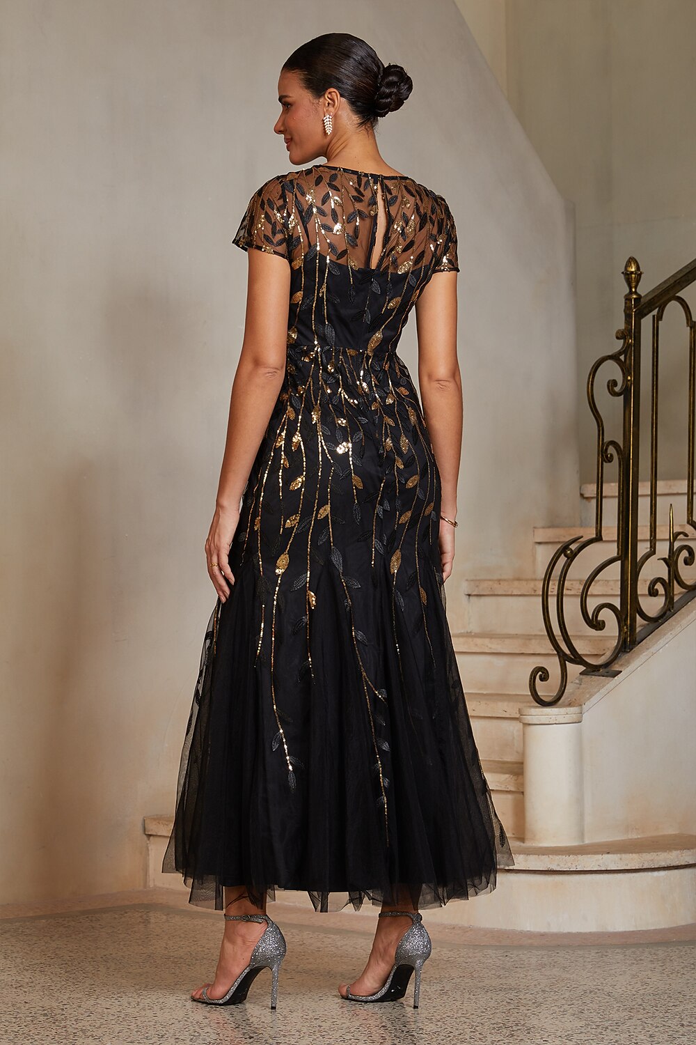 Glitter Tulle Trumpet Gown