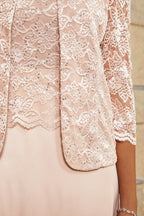 Sequin Lace Jacket Dress Set