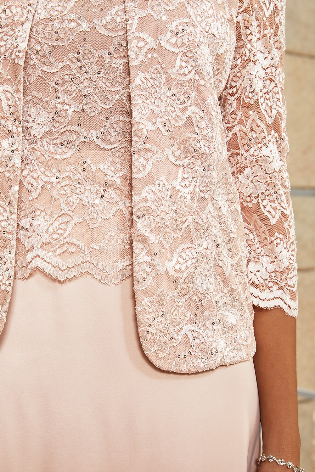 Sequin Lace Jacket Dress Set