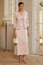 Sequin Lace Jacket Dress Set