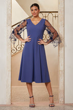 3D Floral Tulle Midi Dress
