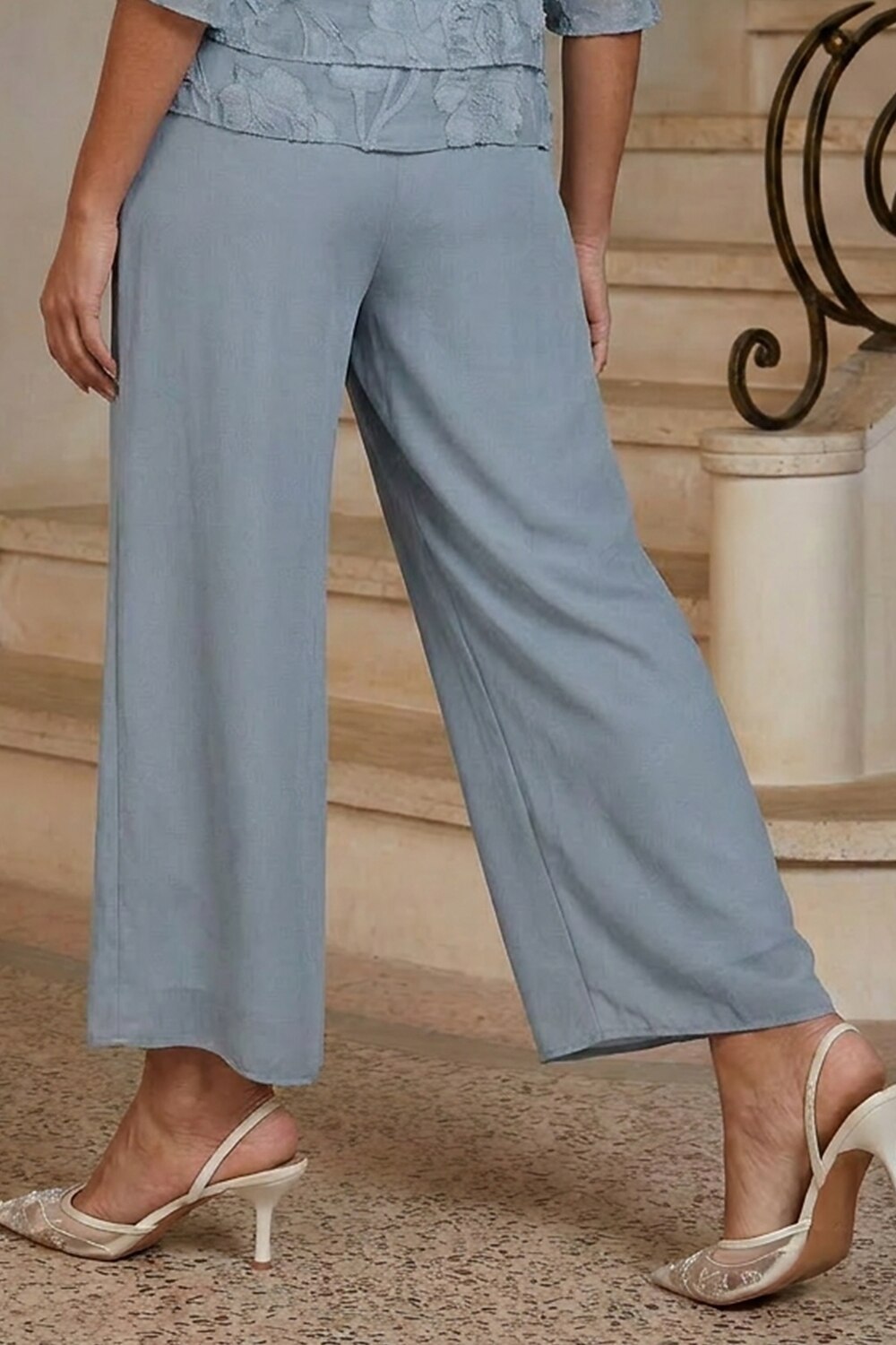 Dusty Blue Chiffon Trousers