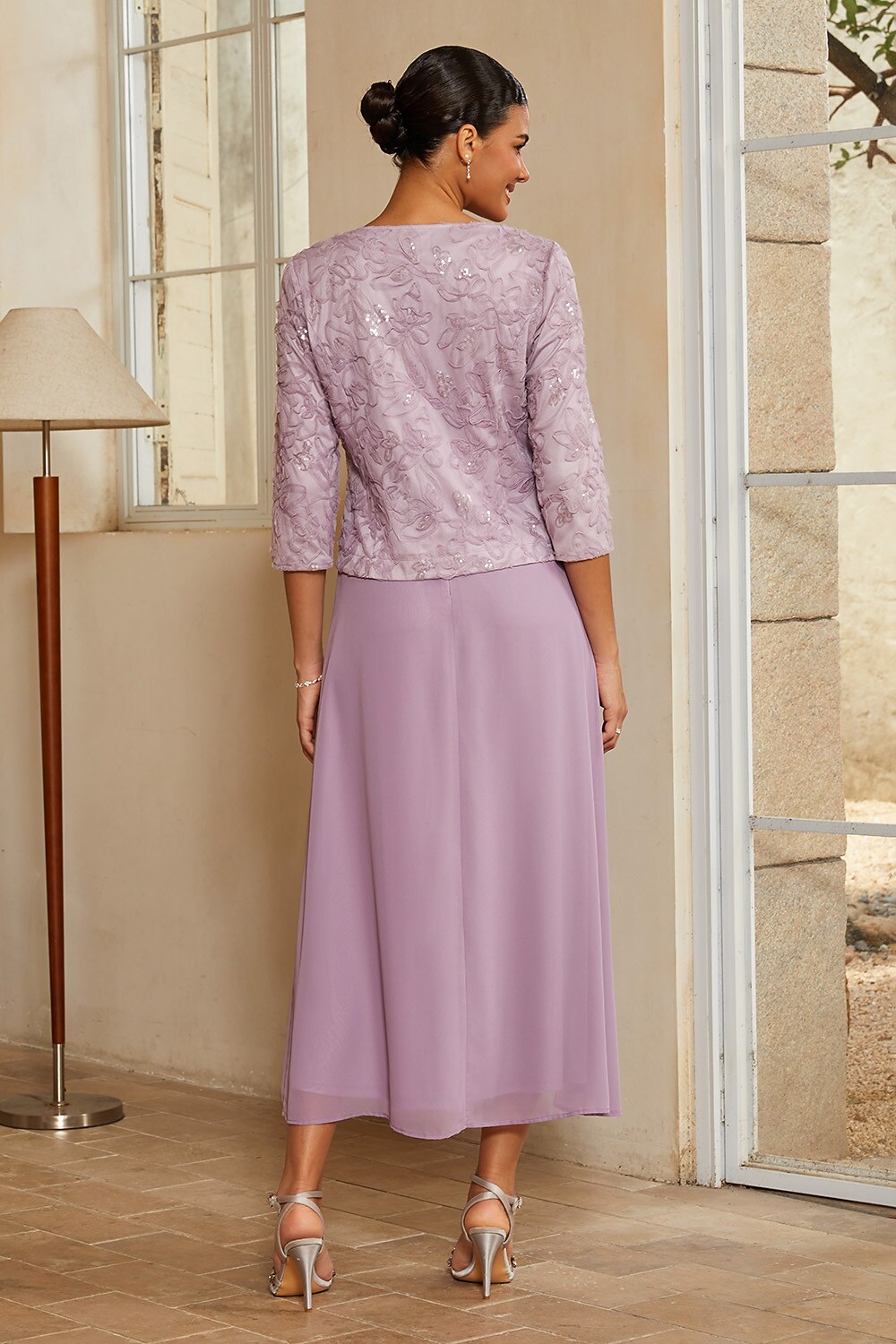 Floral Chiffon Jacket Dress Set