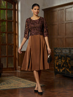 Brown Lace Trumpet Midi Dress