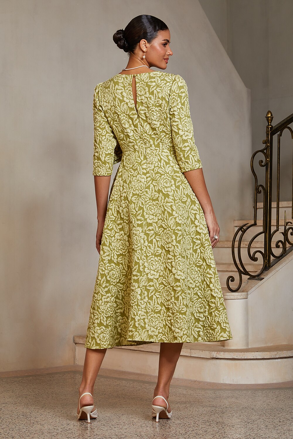 Jacquard Bow Midi Dress