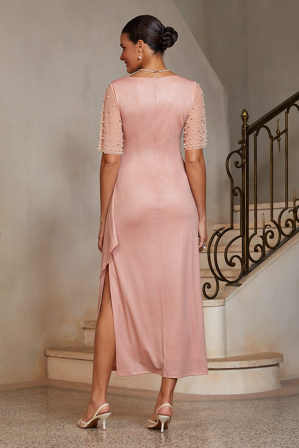 Crystal-Embellished Column Gown