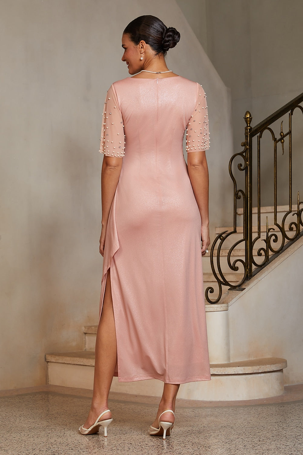 Crystal-Embellished Column Gown